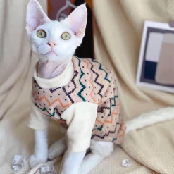 Decor Haustierzubehör-Pullover für haarlose Katzen – Stilvoller Pullover mit ethnischem Muster für Katzen