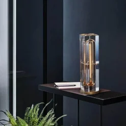 The Light Loft Beleuchtung-Quadratische Kristall-Tischlampe – Elegante, moderne Leuchte