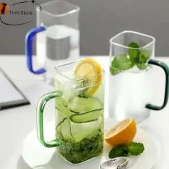 Plates u0026 More Küche & Esszimmer-Quadratischer Glasbecher – 400 ml, mikrowellengeeignet, Kaffee- und Bierbecher