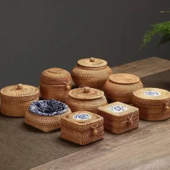 Feast u0026 Flair Küche & Esszimmer-Rattan-Aufbewahrungsbox – Snack-Organizer für die Küche mit Deckel