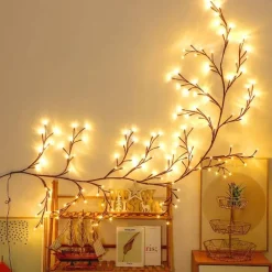 Bright Accents Beleuchtung-Rattan-Lichterketten – Dekorative Zweig-Lichterkette