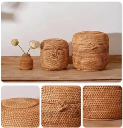 Feast u0026 Flair Küche & Esszimmer-Rattan-Tee-Aufbewahrungsbox - Puer-Grünteedose für Gongfu-Set