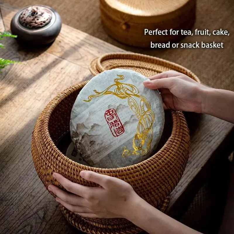 Feast u0026 Flair Küche & Esszimmer-Rattan-Teedose – Aufbewahrungsbox für grünen Puer-Tee für Kung-Fu-Tee