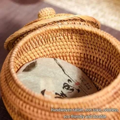 Feast u0026 Flair Küche & Esszimmer-Rattan-Teedose – Aufbewahrungsbox für grünen Puer-Tee für Kung-Fu-Tee