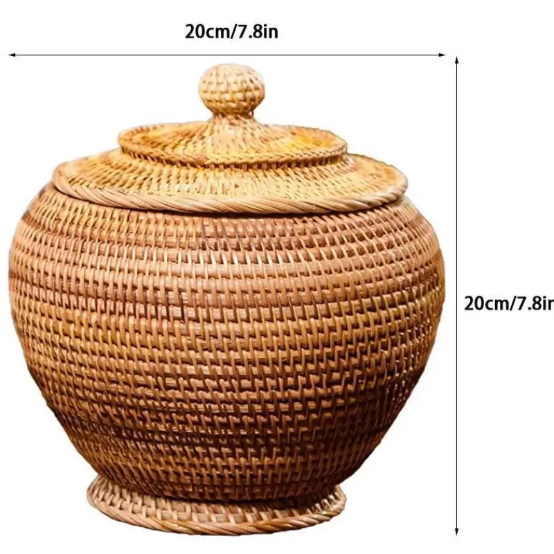 Feast u0026 Flair Küche & Esszimmer-Rattan-Teedose – Aufbewahrungsbox für grünen Puer-Tee für Kung-Fu-Tee