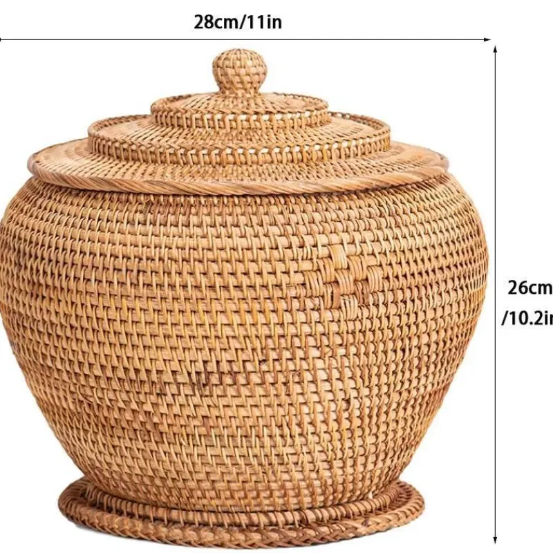 Feast u0026 Flair Küche & Esszimmer-Rattan-Teedose – Aufbewahrungsbox für grünen Puer-Tee für Kung-Fu-Tee