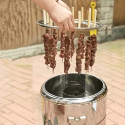 The Decor Haven Camping-Werkzeuge|Outdoor-Artikel-Rauchfreier Edelstahl-BBQ-Grill – Tragbare Camping-Lösung