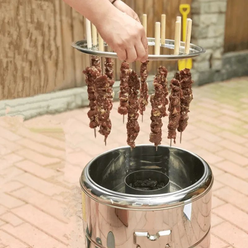 The Decor Haven Camping-Werkzeuge|Outdoor-Artikel-Rauchfreier Edelstahl-BBQ-Grill – Tragbare Camping-Lösung