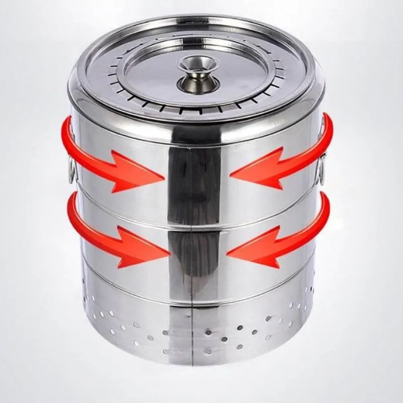 The Decor Haven Camping-Werkzeuge|Outdoor-Artikel-Rauchfreier Edelstahl-BBQ-Grill – Tragbare Camping-Lösung