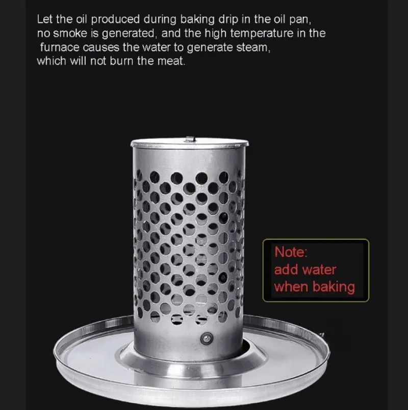 The Decor Haven Camping-Werkzeuge|Outdoor-Artikel-Rauchfreier Edelstahl-BBQ-Grill – Tragbare Camping-Lösung