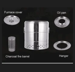 The Decor Haven Camping-Werkzeuge|Outdoor-Artikel-Rauchfreier Edelstahl-BBQ-Grill – Tragbare Camping-Lösung