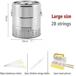 The Decor Haven Camping-Werkzeuge|Outdoor-Artikel-Rauchfreier Edelstahl-BBQ-Grill – Tragbare Camping-Lösung