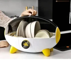 The Decor Haven Küche & Esszimmer-Raumschiff-Geschirrtrockner-Organizer – Kreative Aufbewahrungslösung für die Küche