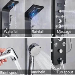 The Blissful Bath Badezimmer-Regenduschsystem - Nordic Digital Panel Wasserfall-Duschset