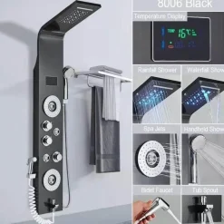 The Blissful Bath Badezimmer-Regenduschsystem - Nordic Digital Panel Wasserfall-Duschset