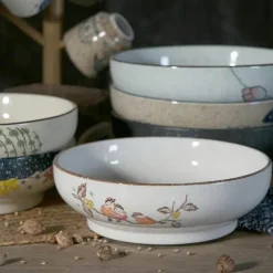 Elegance at the Table Küche & Esszimmer-Retro Japanische Ramen-Schüssel - Keramik-Nudelsuppenteller 9-teilig