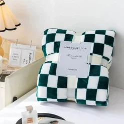 Cozy Haven Bettzeug|Wohndeko-Retro Schachbrett Decke - Stilvolle Vintage Decke