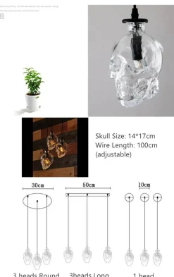 Comfort u0026 Style Beleuchtung-Retro Totenkopf Pendelleuchte - Vintage Glasleuchte