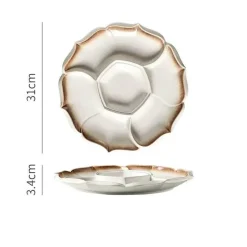 Elegance at the Table Küche & Esszimmer-Retro-Essteller aus Keramik mit 4 Fächern – Geschirr für Obst, Snacks und Desserts