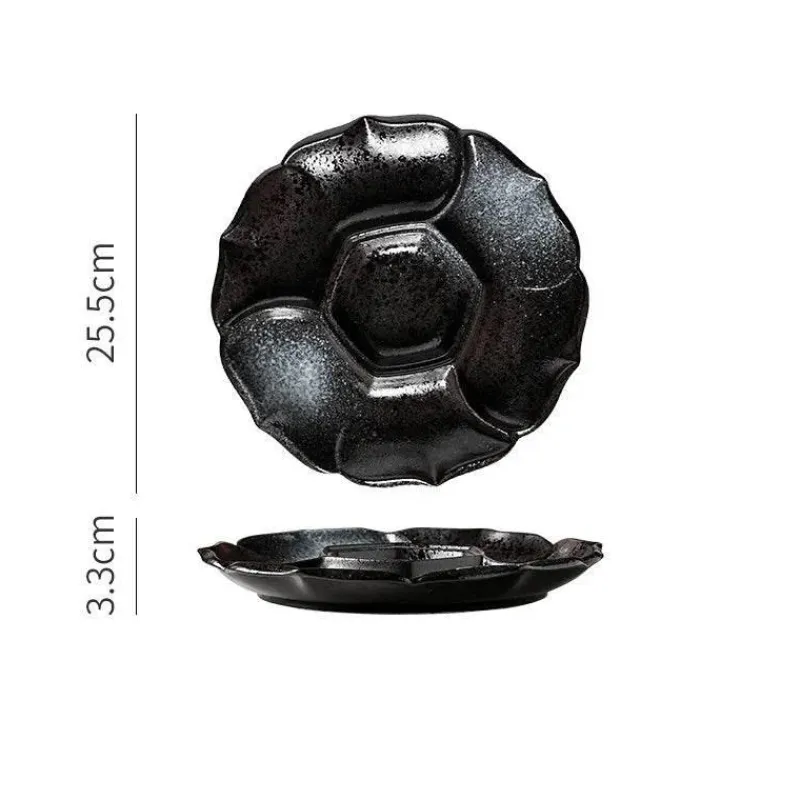 Elegance at the Table Küche & Esszimmer-Retro-Essteller aus Keramik mit 4 Fächern – Geschirr für Obst, Snacks und Desserts