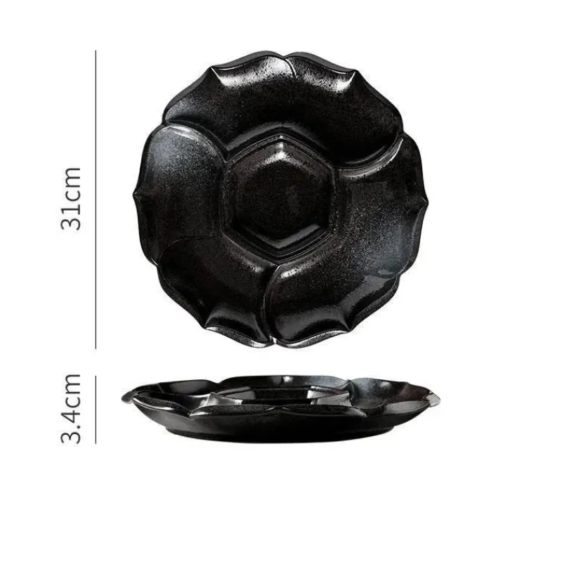 Elegance at the Table Küche & Esszimmer-Retro-Essteller aus Keramik mit 4 Fächern – Geschirr für Obst, Snacks und Desserts