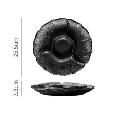 Elegance at the Table Küche & Esszimmer-Retro-Essteller aus Keramik mit 4 Fächern – Geschirr für Obst, Snacks und Desserts