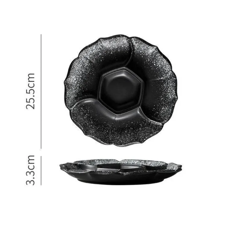 Elegance at the Table Küche & Esszimmer-Retro-Essteller aus Keramik mit 4 Fächern – Geschirr für Obst, Snacks und Desserts