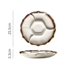 Elegance at the Table Küche & Esszimmer-Retro-Essteller aus Keramik mit 4 Fächern – Geschirr für Obst, Snacks und Desserts