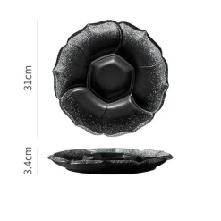 Elegance at the Table Küche & Esszimmer-Retro-Essteller aus Keramik mit 4 Fächern – Geschirr für Obst, Snacks und Desserts