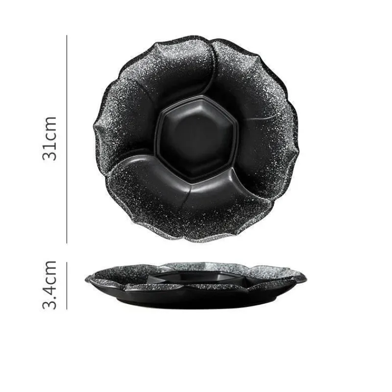 Elegance at the Table Küche & Esszimmer-Retro-Essteller aus Keramik mit 4 Fächern – Geschirr für Obst, Snacks und Desserts