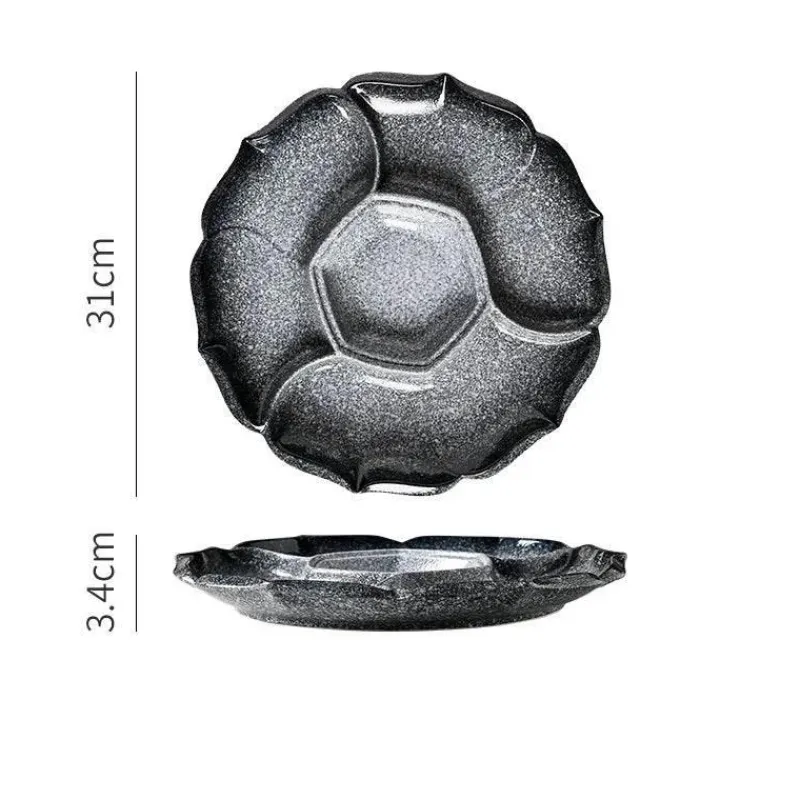 Elegance at the Table Küche & Esszimmer-Retro-Essteller aus Keramik mit 4 Fächern – Geschirr für Obst, Snacks und Desserts