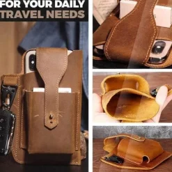 Herren Heritage Threads Taschen & Geldbörsen|Herrenbekleidung-Retro-Gürteltasche aus Leder – Multifunktionaler Telefonhalter