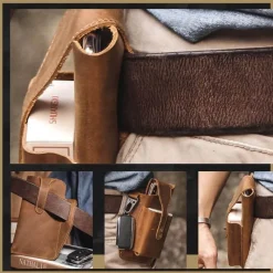 Herren Heritage Threads Taschen & Geldbörsen|Herrenbekleidung-Retro-Gürteltasche aus Leder – Multifunktionaler Telefonhalter