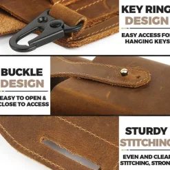 Herren Heritage Threads Taschen & Geldbörsen|Herrenbekleidung-Retro-Gürteltasche aus Leder – Multifunktionaler Telefonhalter