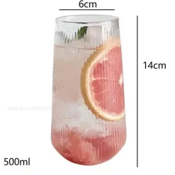 Plates u0026 More Küche & Esszimmer-Retro-Kaffeetassen-Set aus Glas – transparente 500-ml-Trinkbecher