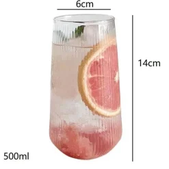 Plates u0026 More Küche & Esszimmer-Retro-Kaffeetassen-Set aus Glas – transparente 500-ml-Trinkbecher