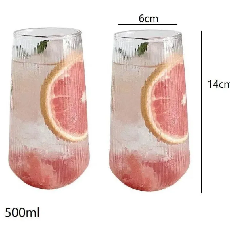 Plates u0026 More Küche & Esszimmer-Retro-Kaffeetassen-Set aus Glas – transparente 500-ml-Trinkbecher