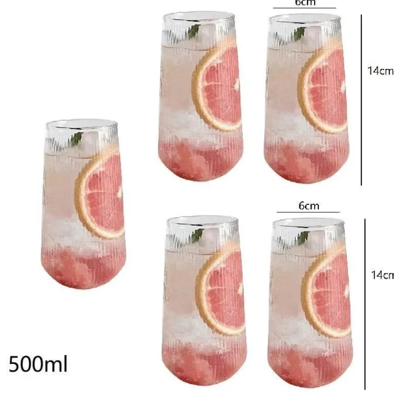 Plates u0026 More Küche & Esszimmer-Retro-Kaffeetassen-Set aus Glas – transparente 500-ml-Trinkbecher