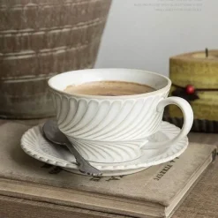 Plates u0026 More Küche & Esszimmer-Retro-Kaffeetassen-Set aus Keramik – stilvolle Latte-Tee-Untertasse