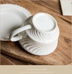 Plates u0026 More Küche & Esszimmer-Retro-Kaffeetassen-Set aus Keramik – stilvolle Latte-Tee-Untertasse