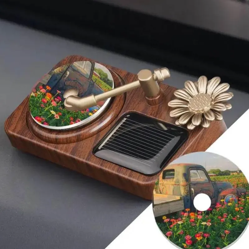 Wild u0026 Free Gear Autozubehör|Automobilindustrie-Retro-Plattenspieler-Auto-Lufterfrischer – rotierendes Solar-Design