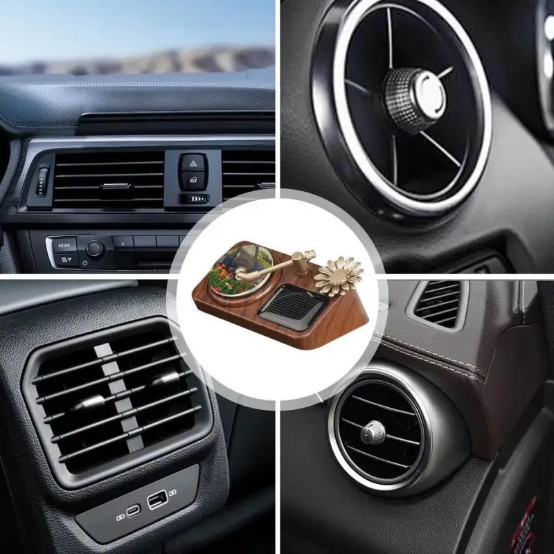 Wild u0026 Free Gear Autozubehör|Automobilindustrie-Retro-Plattenspieler-Auto-Lufterfrischer – rotierendes Solar-Design