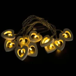 Bright Accents Beleuchtung-Romantische Lichterkette in Herzform aus Holz – Dekorative Lichterkette für die Inneneinrichtung