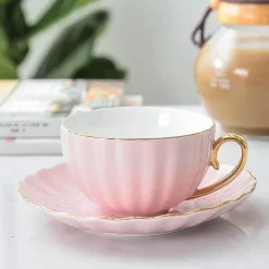 Plates u0026 More Küche & Esszimmer-Rosa Kaffeetassen-Set aus Bone China – Englische Teetassen 200 ml