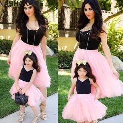 The Decor Haven Babykleidung|Babykleidung-Rosa Prinzessinnenkleid für Mutter und Tochter – Passendes Familienoutfit