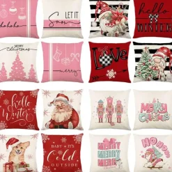 Pillow Haven Bettzeug-Rosa Weihnachtskissenbezüge - Festliches Kissenset