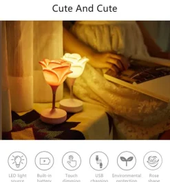 The Decor Haven Beleuchtung-Rosenblumen-Nachtlicht - Romantisches Wohndekor