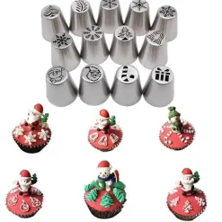 Tom Küche & Esszimmer-Rosen-Spritztüllen-Set zum Dekorieren von Weihnachtsgebäck – ideal für festliche Leckereien