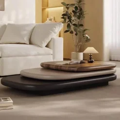 Cozy Living Möbel-Rotating Oval Wooden Coffee Table - Modern Design
