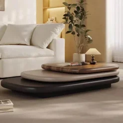 Cozy Living Möbel-Rotating Oval Wooden Coffee Table - Modern Design